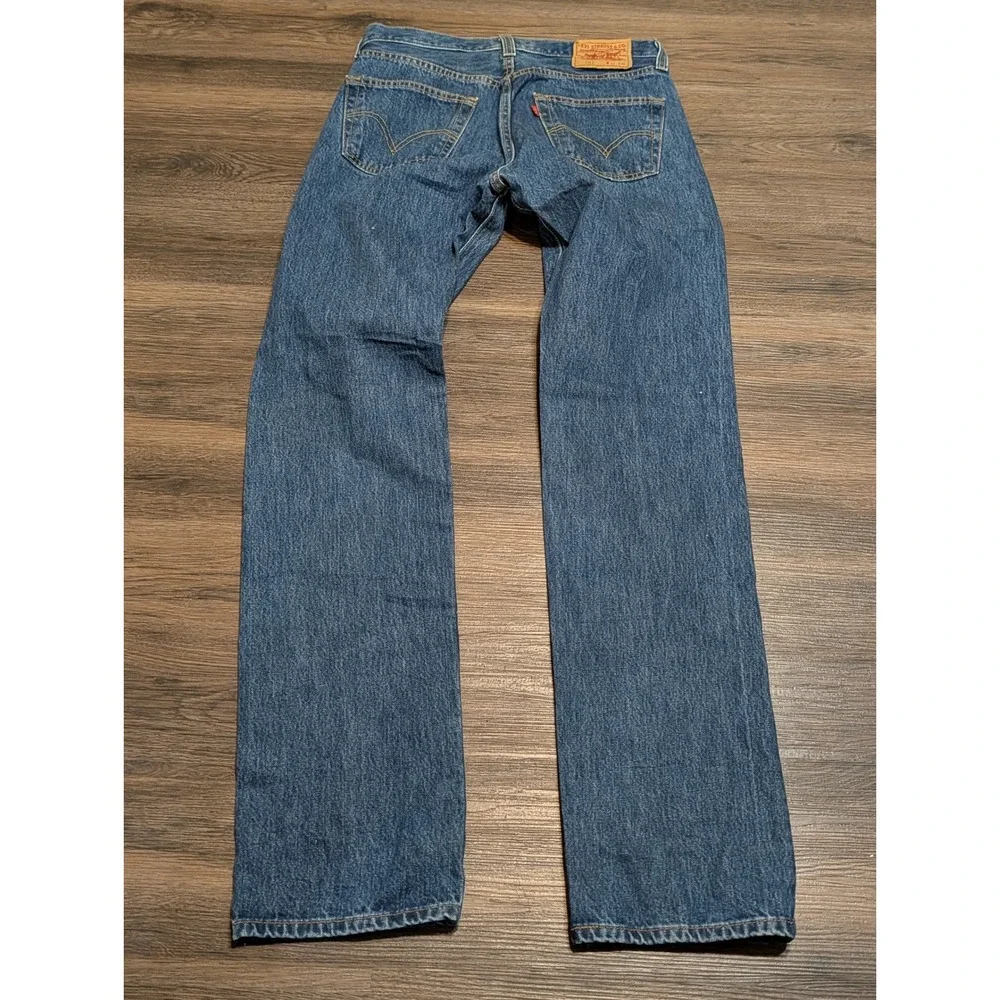 Levis 501 Original Straight Leg Button Fly Blue Denim Jeans Mens W32 L36 Medium